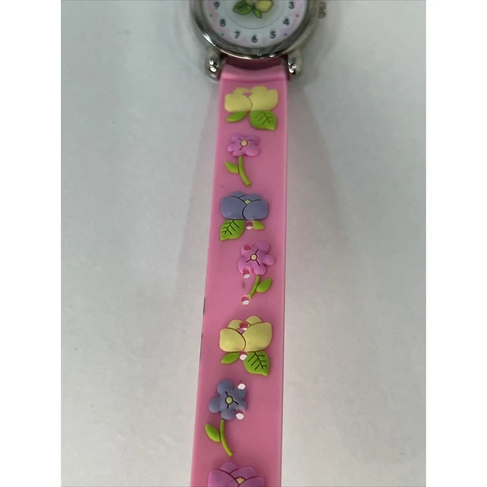 Girls Flower‎ Quartz Watch Pink Band Rotating Flower Dial- New Battery